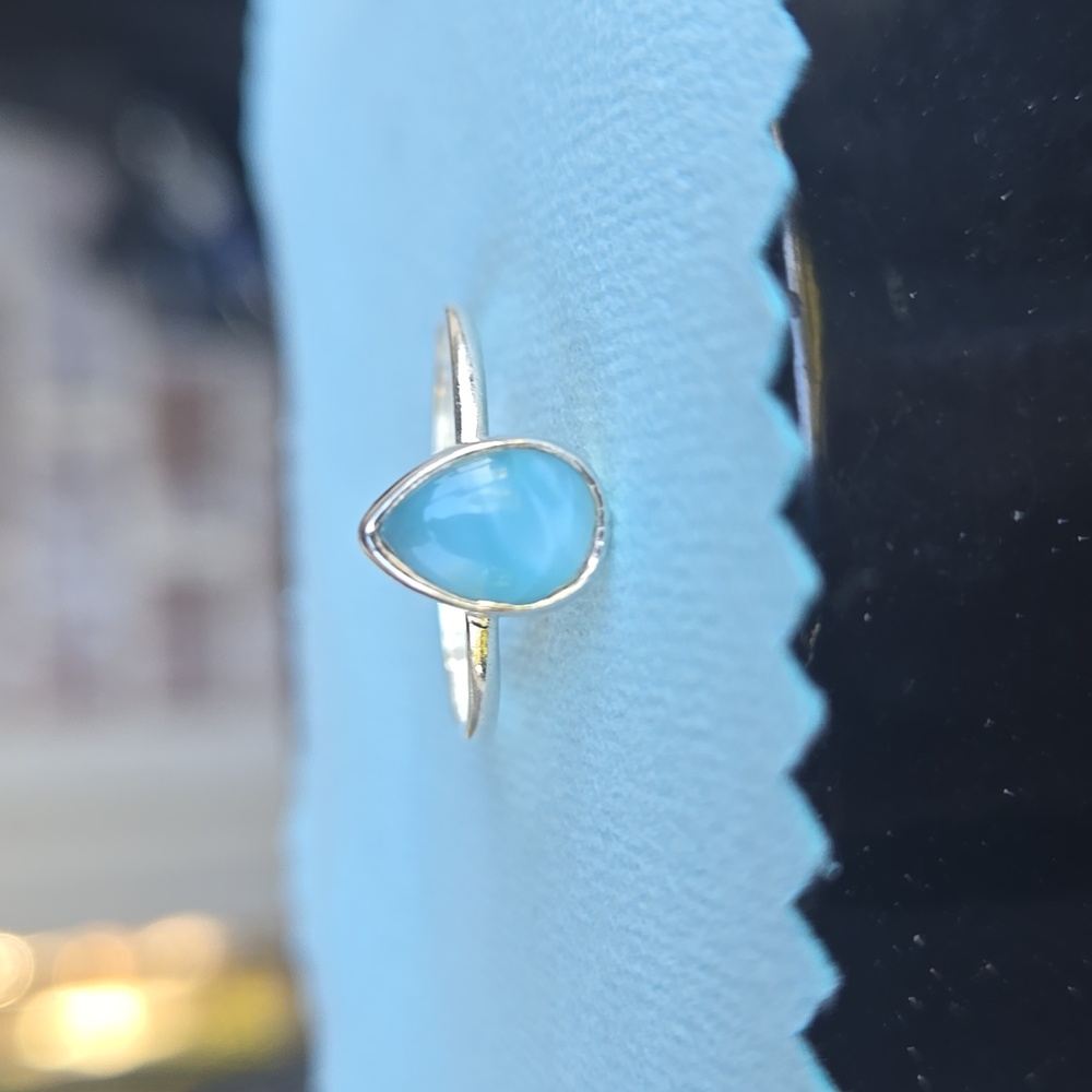 Larimar Solid Sterling Silver Ring - image 1